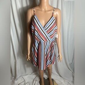 Midnight Doll Juniors Size 11 Vintage Striped Wrap Romper with Back Zipper NWT